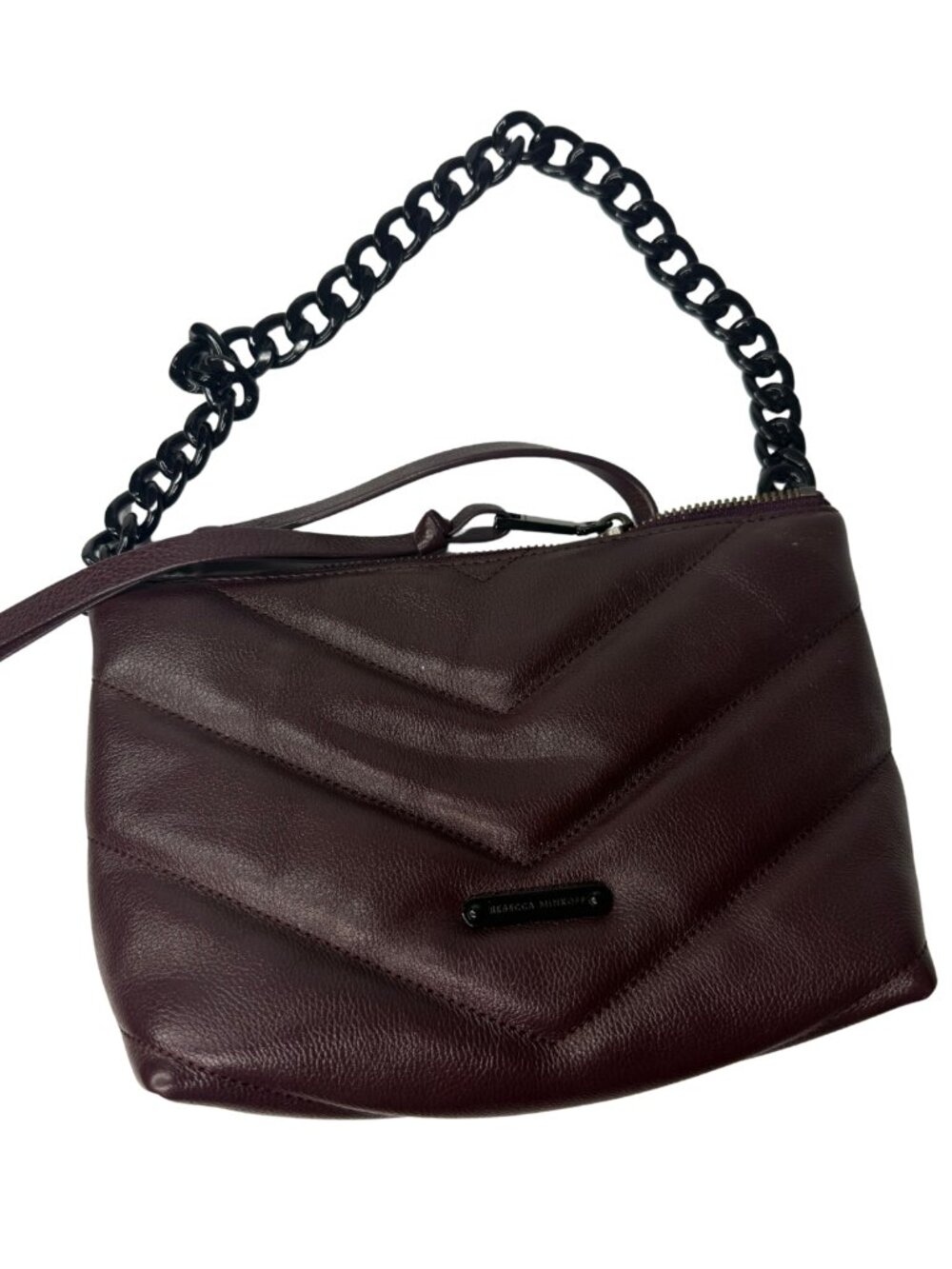 NWT Rebecca Minkoff Edie Zip Crossbody Bag Concord Leather Chevron Quilted
